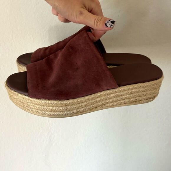 Vince Suede Solana Platform Espadrille Wine Red Sandal Size 7.5 - Picture 4 of 10